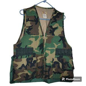 Sport Afield Bird Hunting Vest, Men L, Camo, 12 Shell Slots,Quilt Shoulders, EUC